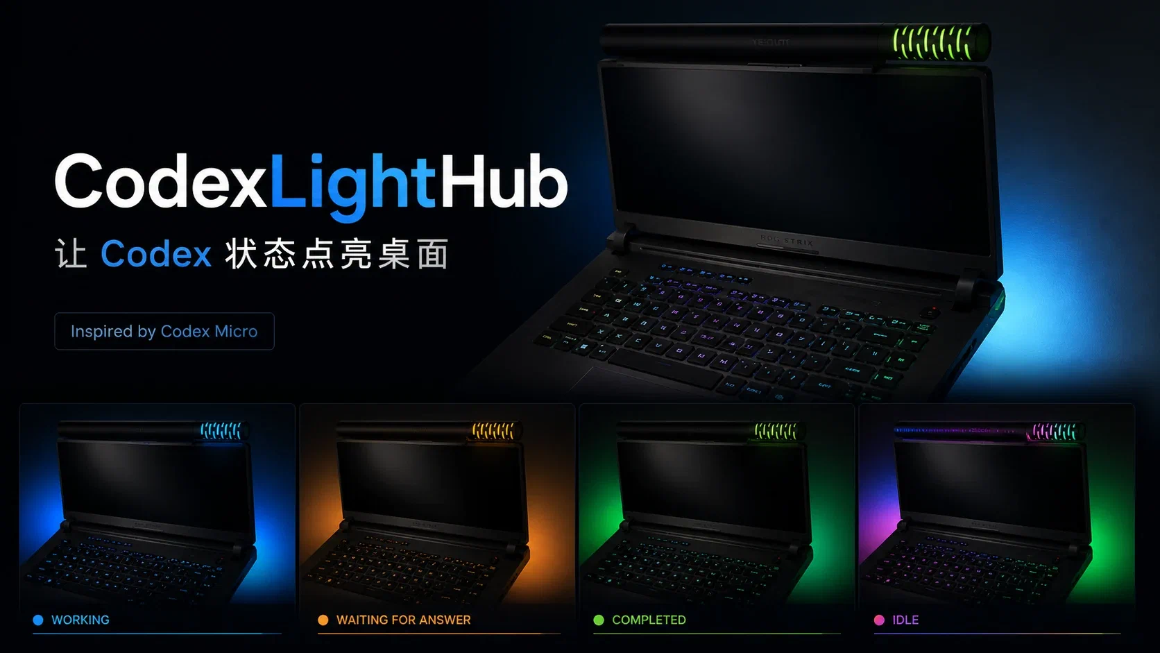 Featured image of post 让 Codex 用灯光叫我回来：CodexLightHub 的 ROG 与 Yeelight 实机记录
